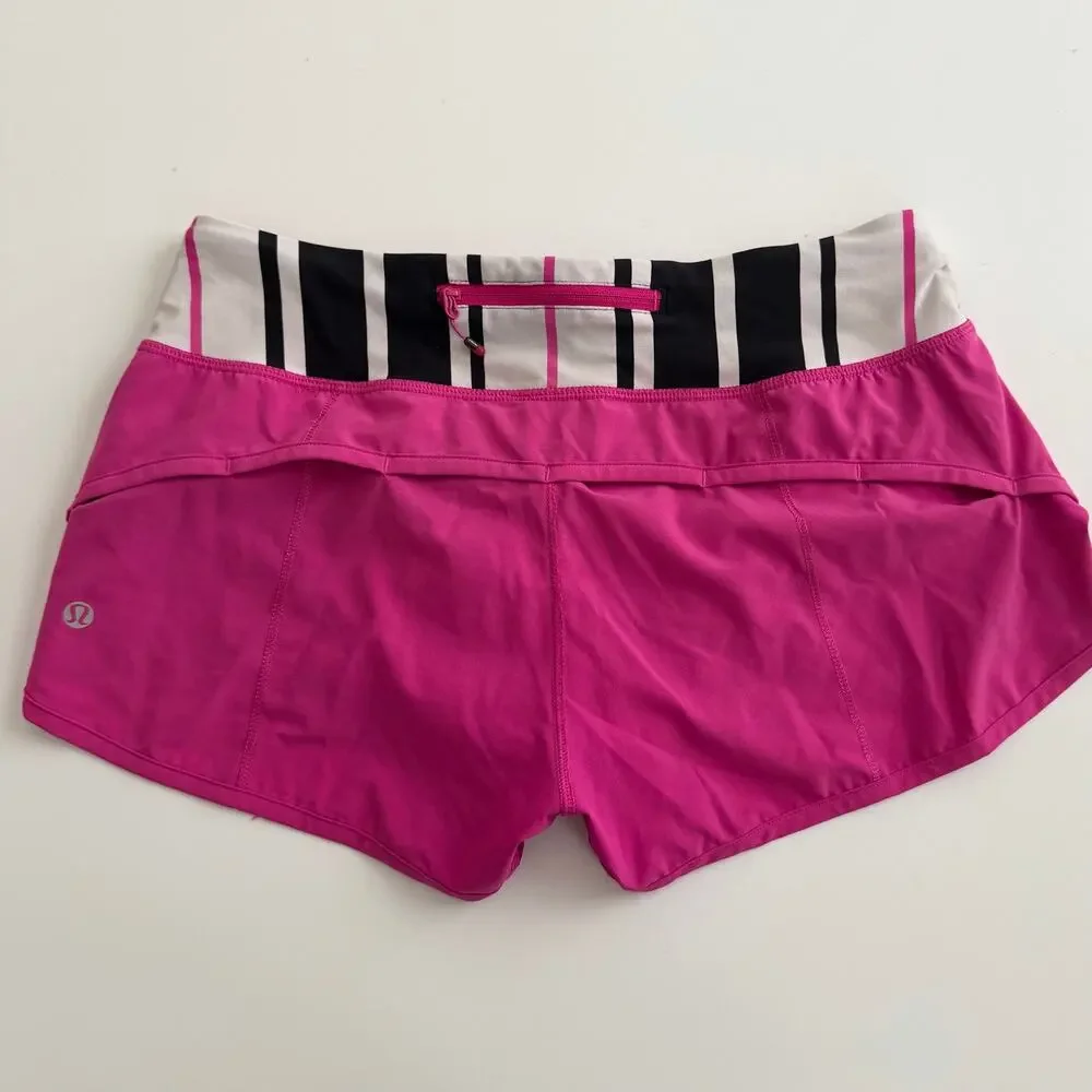 Lululemon Run Speed Short Paris Perfection Traverse Stripe 4 way stretch pink - Picture 2 of 9